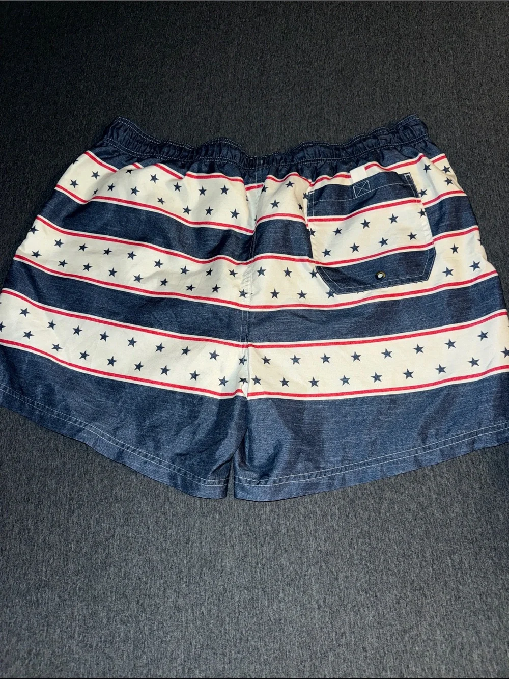George Navy, White & Red Star Stripe Swim Trunks